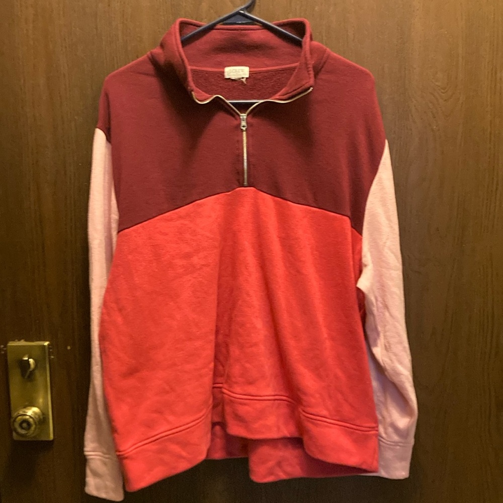 L JCrew multicolor fleece zipper front